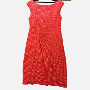 Signature Dress 14 Rockabilly Orange Polka Dot Ruched Retro Pinup Vintage Vibe